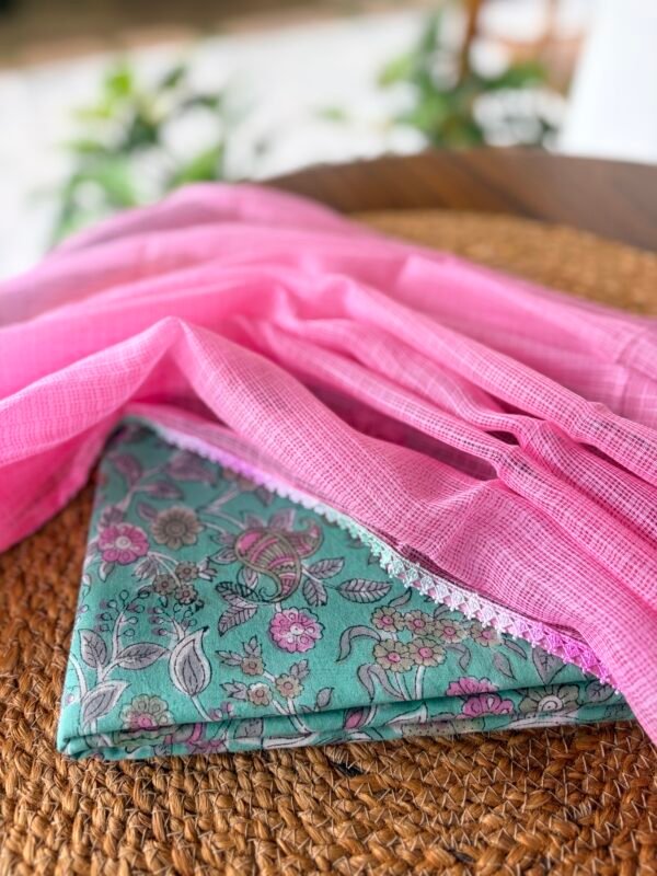 HANDBLOCK PRINTED TOP AND KOTA COTTON DUPATTA - Image 5