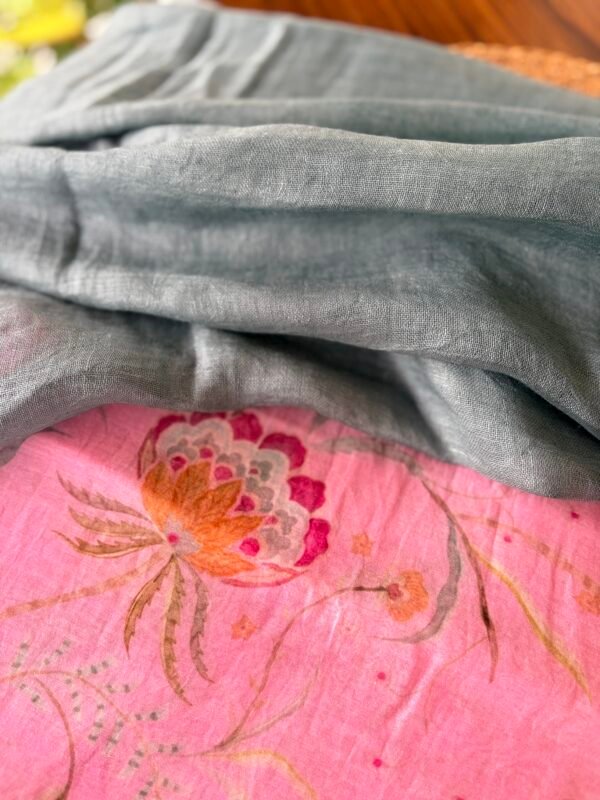 MUL CHANDERI PRINTED TOP AND LINEN DUPATTA - Image 6