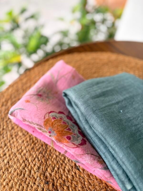 MUL CHANDERI PRINTED TOP AND LINEN DUPATTA - Image 7
