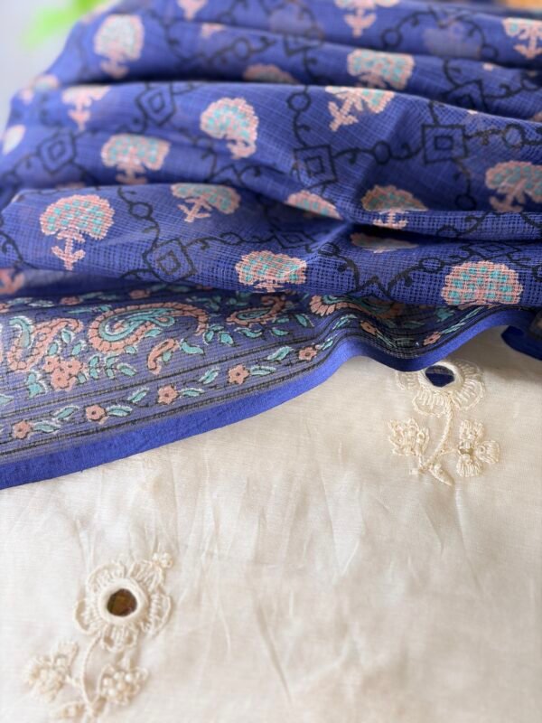 CHANDERI SILK TOP AND HANDBLOCK PRINTED KOTA DUPATTA - Image 5