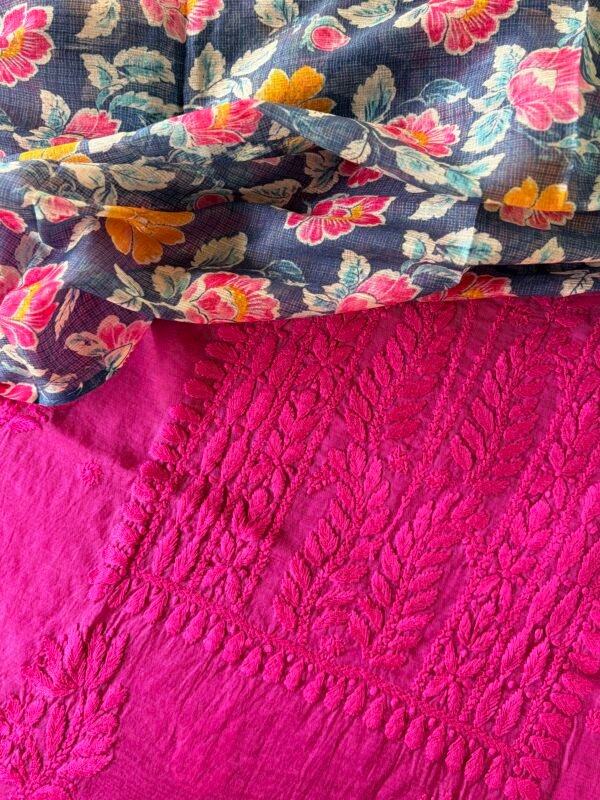 CHANDERI CHIKANKARI TOP AND PRINTED KOTA DUPATTA - Image 3
