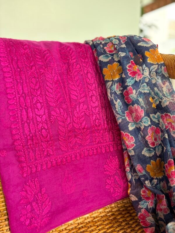 CHANDERI CHIKANKARI TOP AND PRINTED KOTA DUPATTA - Image 6