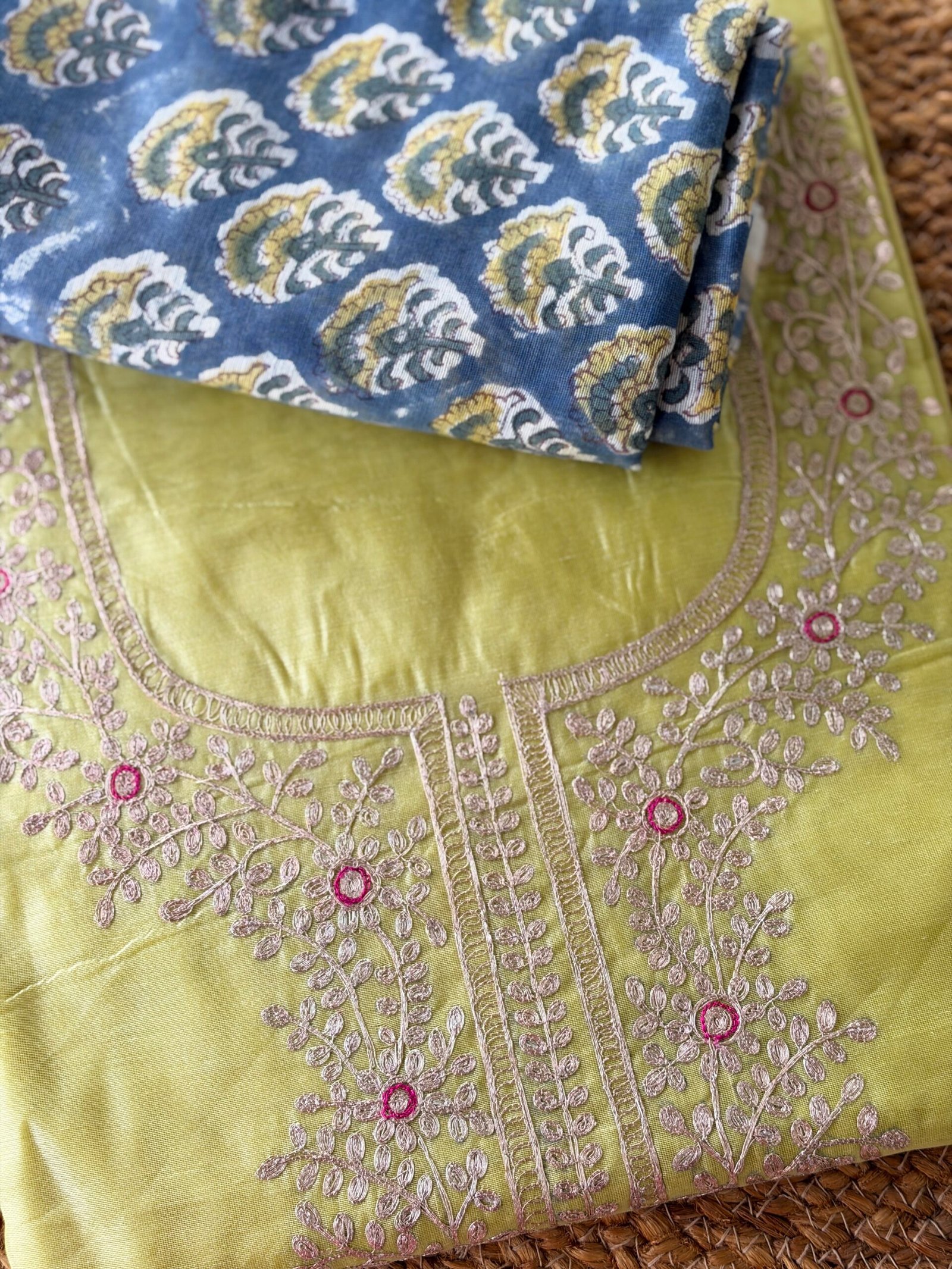 IMG_0762 CHANDERI SILK PITTA WORK TOP AND IKAT SILK DUPATTA - Image 1
