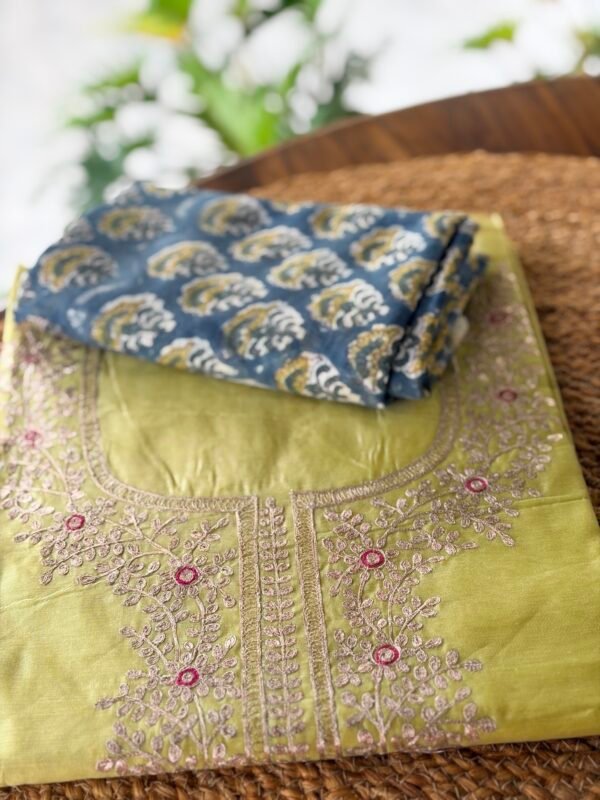 CHANDERI SILK PITTA WORK TOP AND IKAT SILK DUPATTA - Image 4