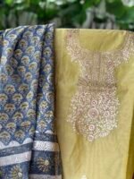 CHANDERI SILK PITTA WORK TOP AND IKAT SILK DUPATTA - Image 2