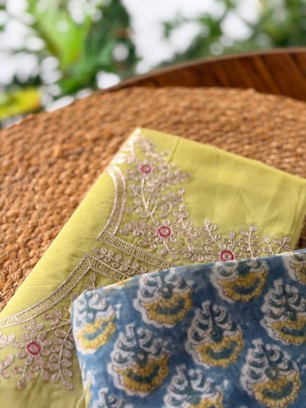 CHANDERI SILK PITTA WORK TOP AND IKAT SILK DUPATTA - Image 5