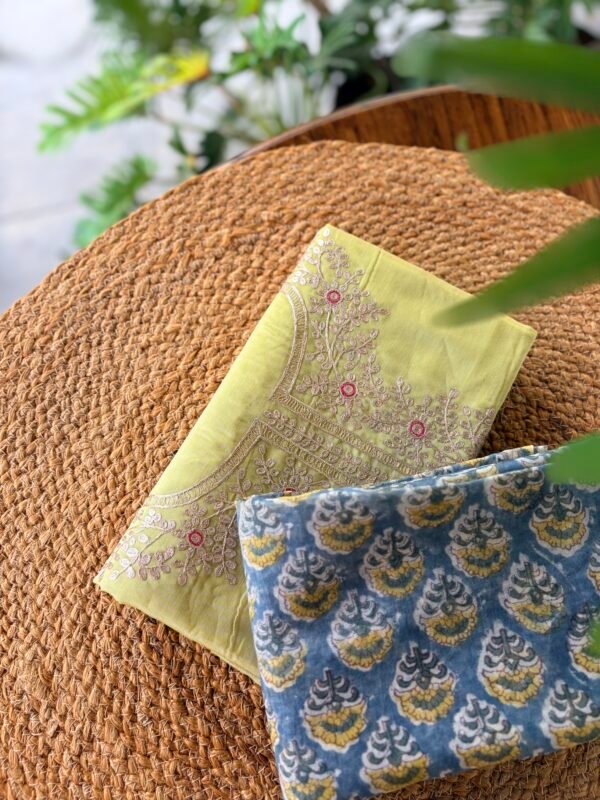 CHANDERI SILK PITTA WORK TOP AND IKAT SILK DUPATTA - Image 3