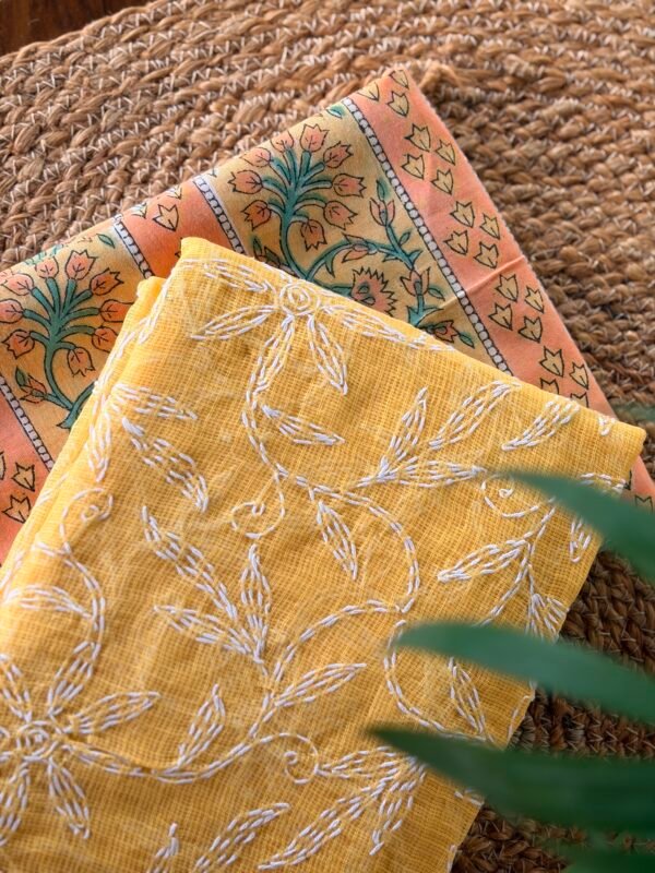 HANDBLOCK PRINTED COTTON TOP AND TEPCHI KOTA DUPATTA - Image 2
