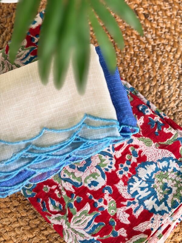 HANDBLOCK PRINTED COTTON TOP AND PRINTED KOTA COTTON DUPATTA - Image 3