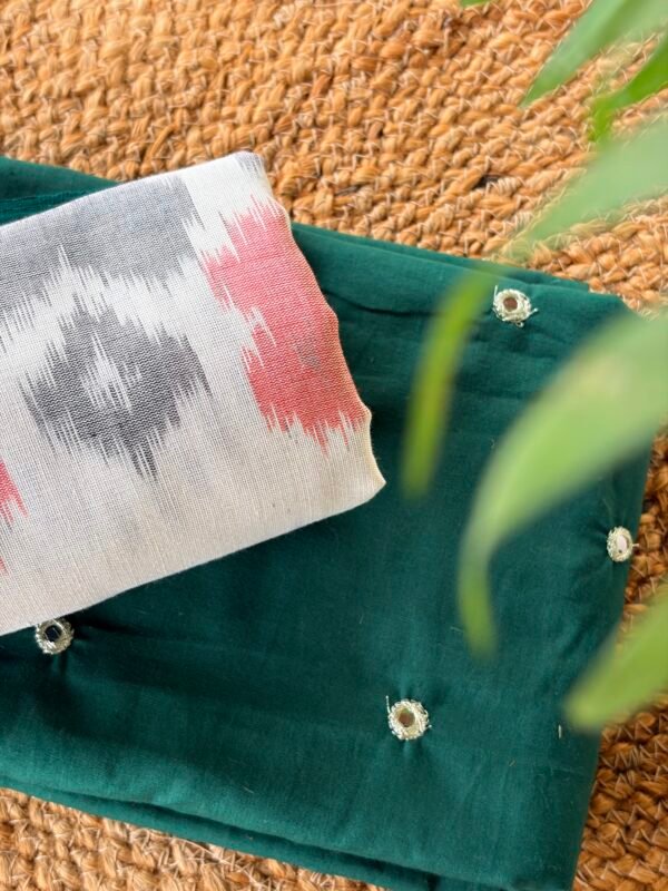 COTTON TOP WITH MIRROR WORK AND IKAT DUPATTA - Image 2