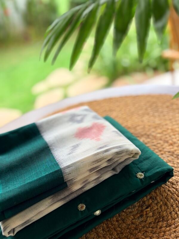 COTTON TOP WITH MIRROR WORK AND IKAT DUPATTA - Image 4
