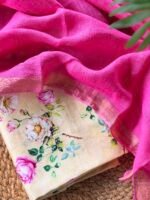 PRINTED CHANDERI SILK COTTON TOP AND LINEN DUPATTA - Image 4