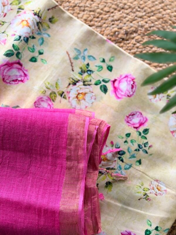 PRINTED CHANDERI SILK COTTON TOP AND LINEN DUPATTA - Image 6