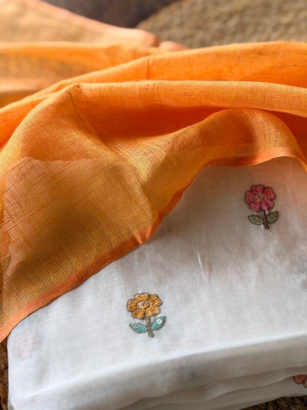 MUL CHANDERI TOP AND LINEN DUPATTA - Image 5