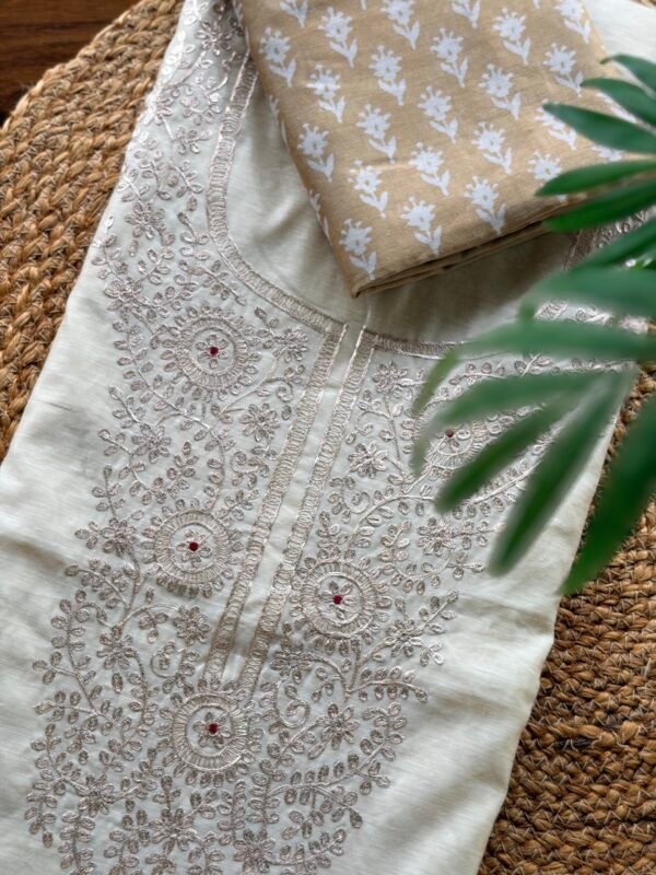 CHANDERI SILK PITTA WORK TOP AND CHANDERI SILK DUPATTA - Image 2