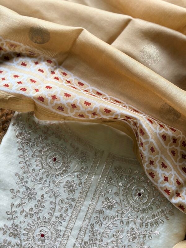 CHANDERI SILK PITTA WORK TOP AND CHANDERI SILK DUPATTA - Image 7