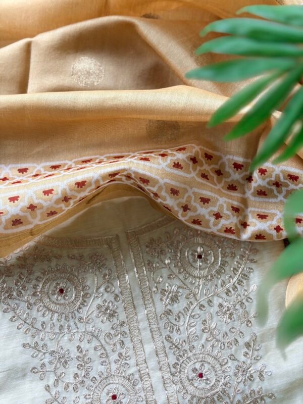 CHANDERI SILK PITTA WORK TOP AND CHANDERI SILK DUPATTA - Image 6