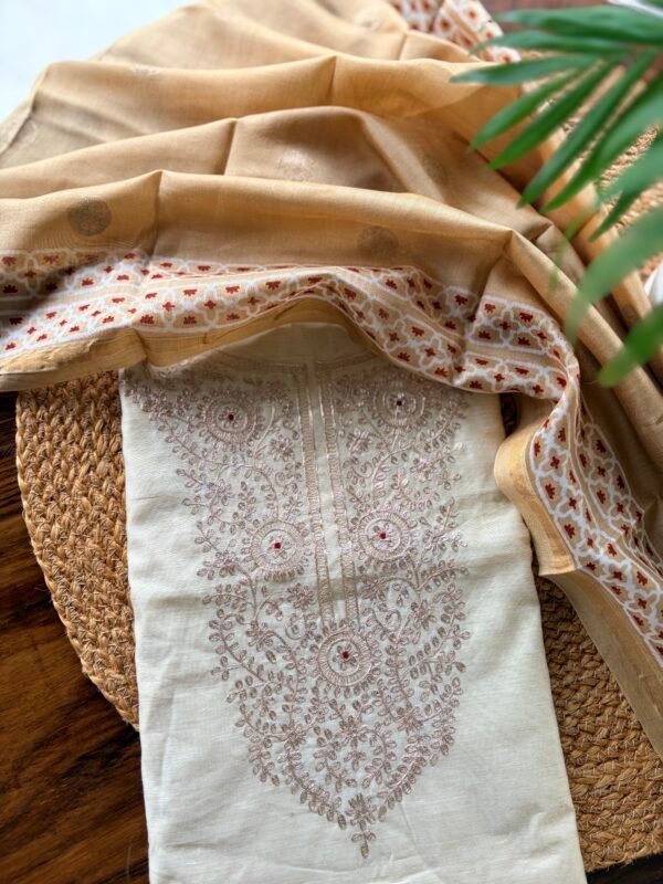 CHANDERI SILK PITTA WORK TOP AND CHANDERI SILK DUPATTA - Image 4