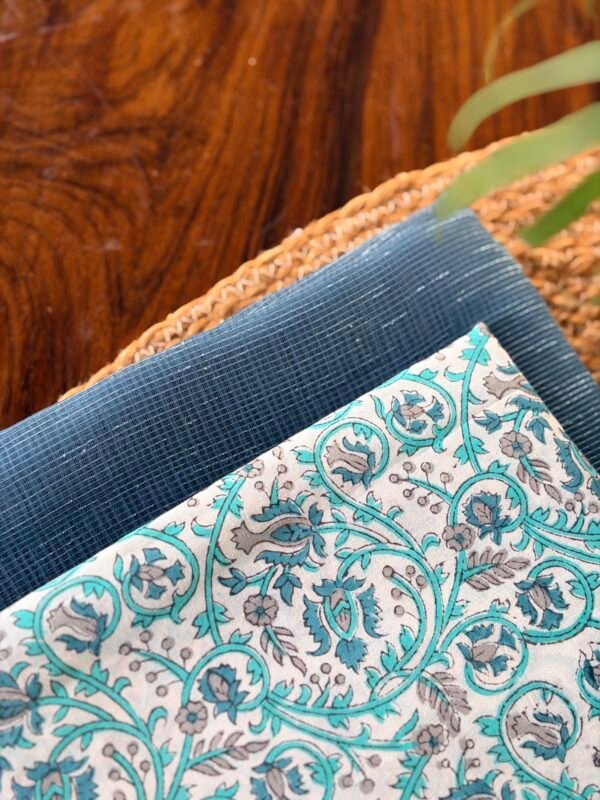 SHIMMER KOTA TOP AND HANDBLOCK PRINTED BOTTOM - Image 2