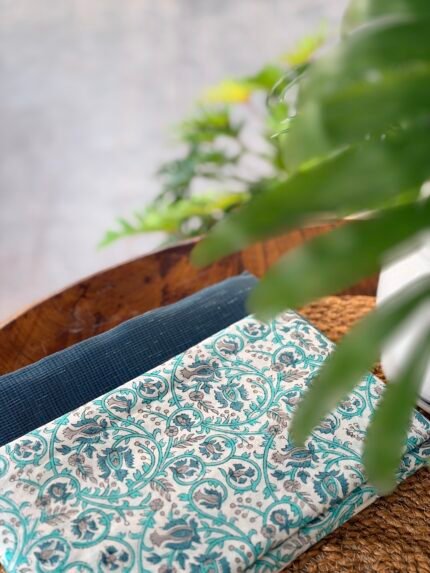 SHIMMER KOTA TOP AND HANDBLOCK PRINTED BOTTOM