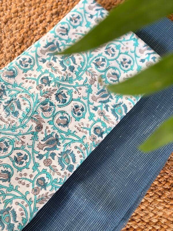 SHIMMER KOTA TOP AND HANDBLOCK PRINTED BOTTOM - Image 3