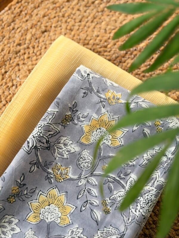 SHIMMER KOTA TOP AND HANDBLOCK PRINTED BOTTOM - Image 3
