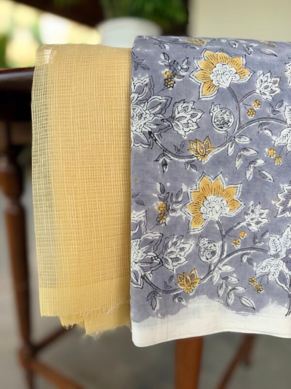 SHIMMER KOTA TOP AND HANDBLOCK PRINTED BOTTOM - Image 4