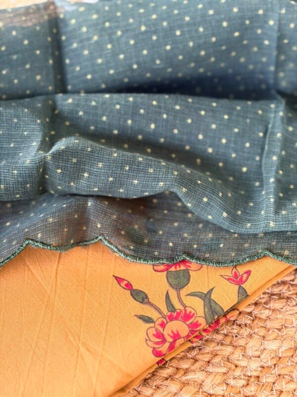 HANDBLOCK PRINTED COTTON TOP AND AJRAK KOTA DUPATTA - Image 6