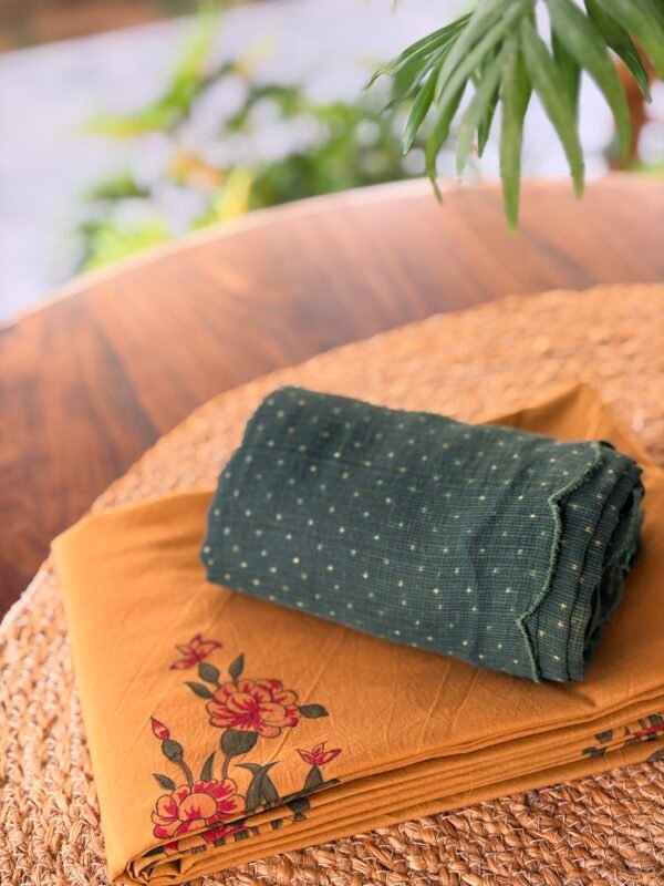 HANDBLOCK PRINTED COTTON TOP AND AJRAK KOTA DUPATTA - Image 7