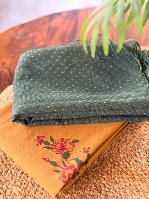 HANDBLOCK PRINTED COTTON TOP AND AJRAK KOTA DUPATTA - Image 3