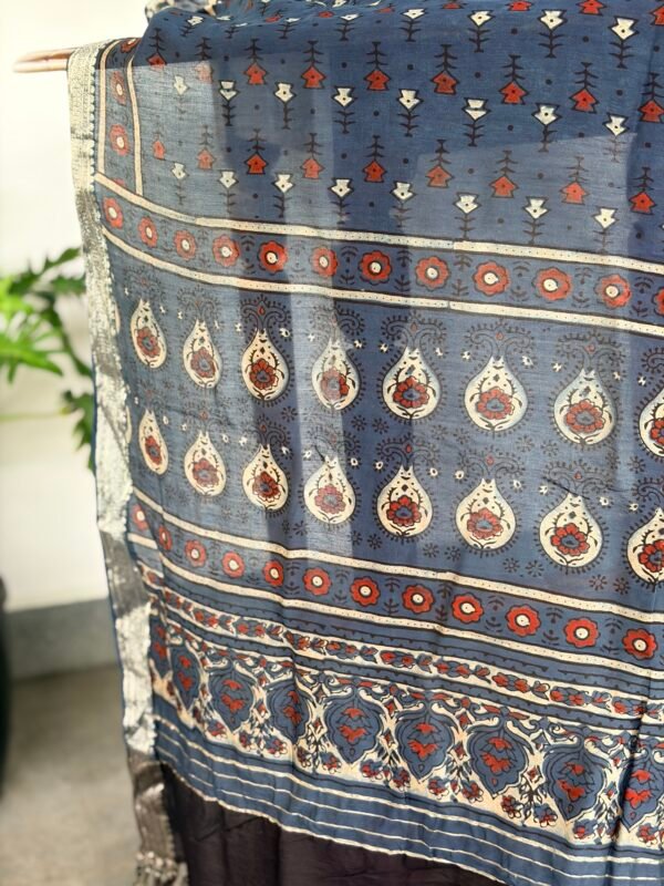 AJRAK CHANDERI COTTON TOP AND DUPATTA - Image 4