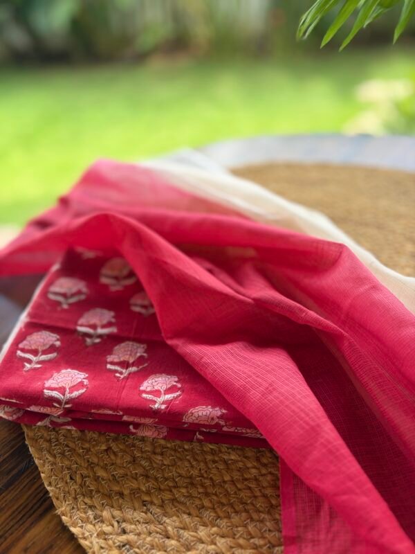 HANDBLOCK PRINTED TOP AND KOTA COTTON DUPATTA - Image 5