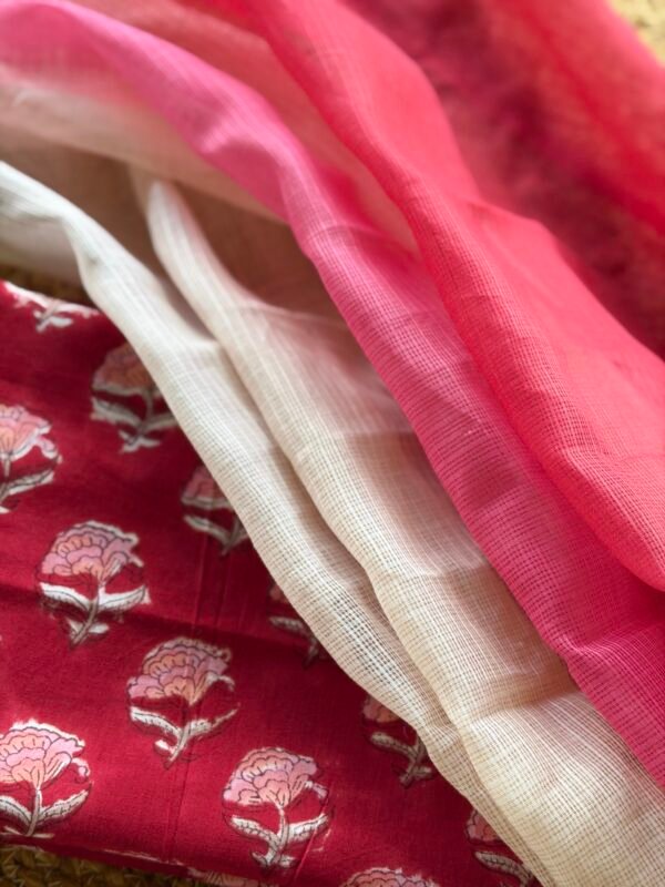 HANDBLOCK PRINTED TOP AND KOTA COTTON DUPATTA - Image 2