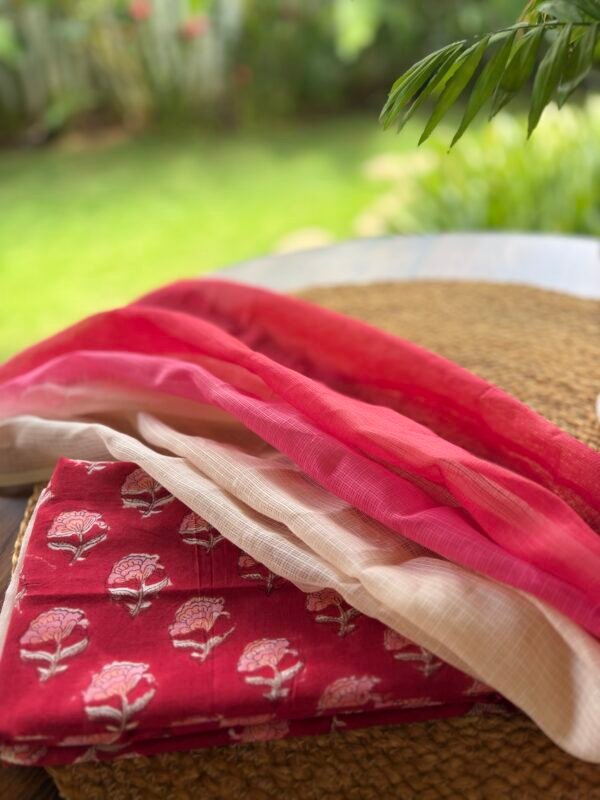 HANDBLOCK PRINTED TOP AND KOTA COTTON DUPATTA - Image 4