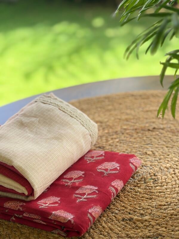 HANDBLOCK PRINTED TOP AND KOTA COTTON DUPATTA - Image 3