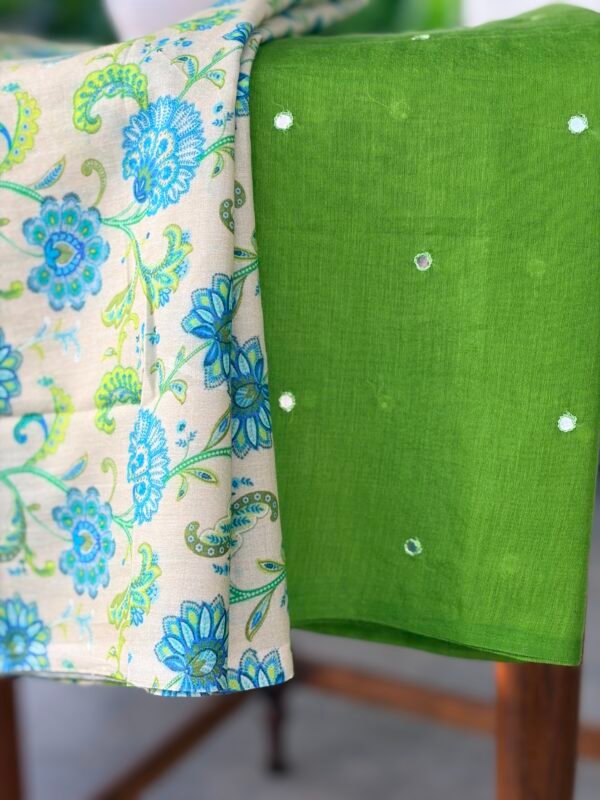 MUL CHANDERI TOP AND HANDBLOCK PRINTED BOTTOM - Image 3