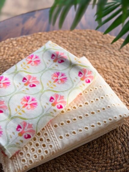 HAKOBA TOP AND PRINTED MUL COTTON BOTTOM