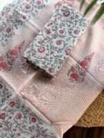 PURE HANDBLOCK PRINTED MUL CHANDERI TOP AND DUPATTA - Image 2