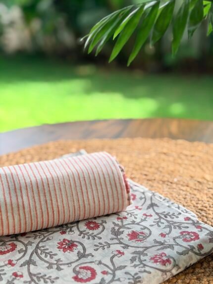 PURE HANDBLOCK PRINTED MUL CHANDERI TOP AND DUPATTA