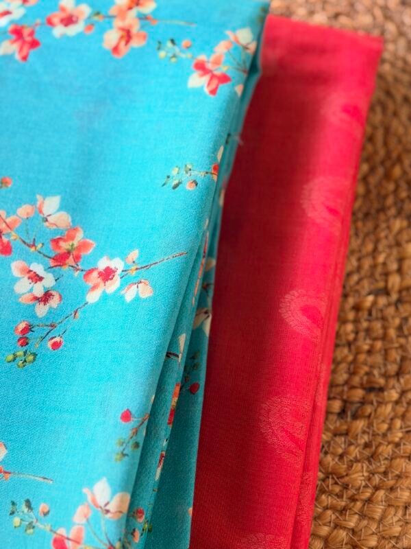 SILK COTTON TOP AND PRINTED SILK  COTTON BOTTOM - Image 2