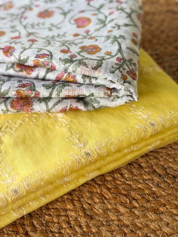 MUL CHANDERI SILK COTTON TOP AND HANDBLOCK PRINTED KOTA COTTON DUPATTA - Image 3