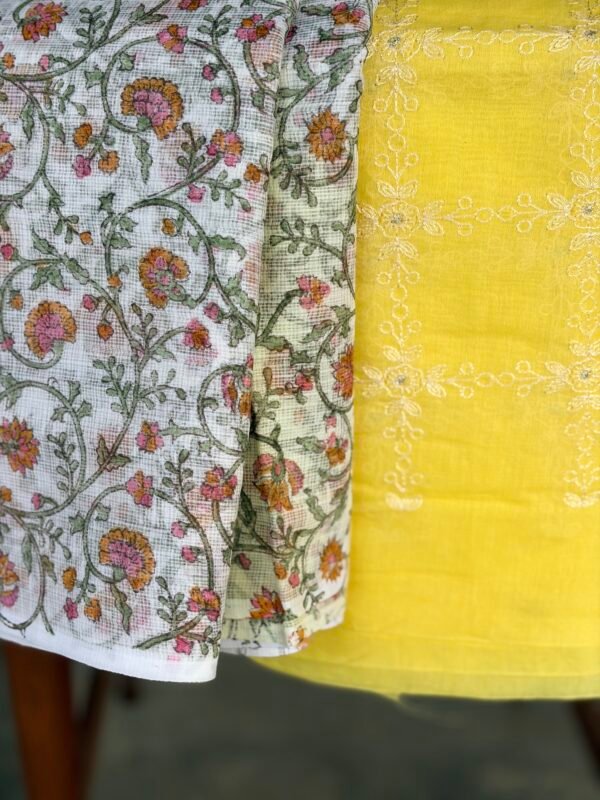 MUL CHANDERI SILK COTTON TOP AND HANDBLOCK PRINTED KOTA COTTON DUPATTA - Image 4