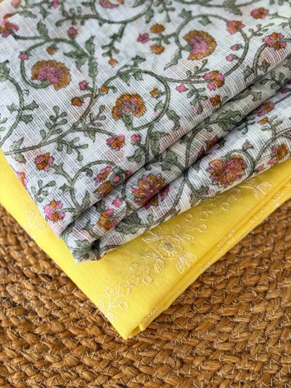 MUL CHANDERI SILK COTTON TOP AND HANDBLOCK PRINTED KOTA COTTON DUPATTA - Image 6
