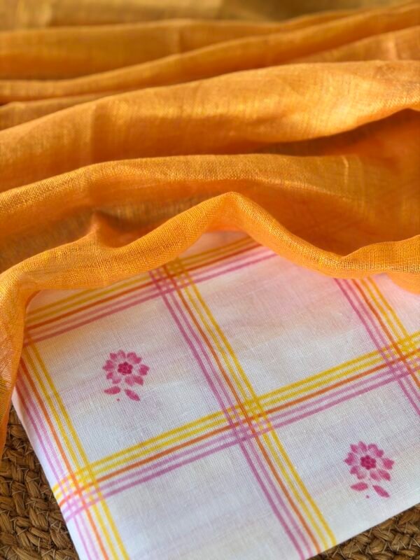 PRINTED LINEN COTTON TOP AND LINEN DUPATTA - Image 4