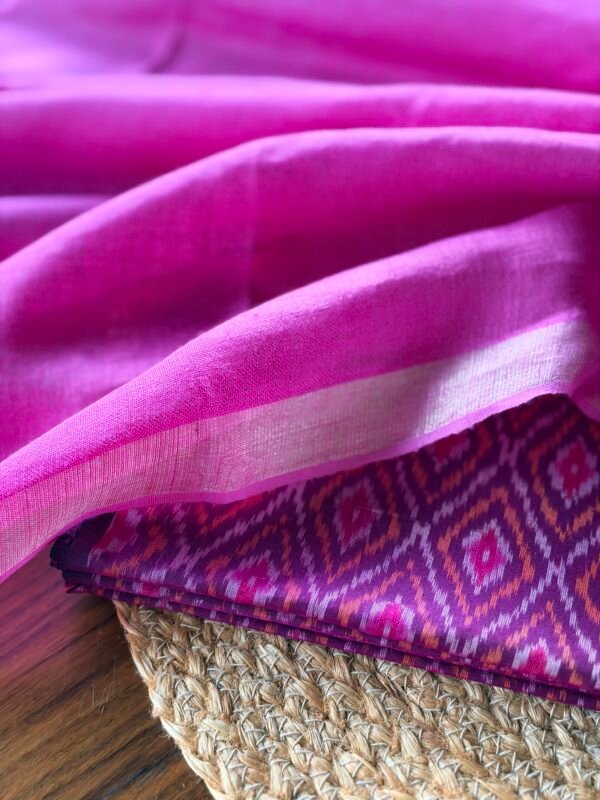POCHAMPALLY IKAT SILK TOP AND PURE LINEN DUPATTA - Image 6