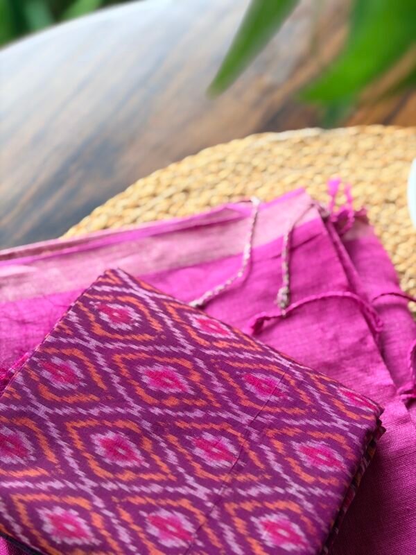 POCHAMPALLY IKAT SILK TOP AND PURE LINEN DUPATTA - Image 4