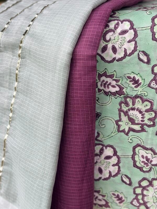 HANDBLOCK PRINTED COTTON TOP AND KOTA COTTON DUPATTA - Image 4