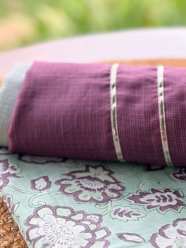 HANDBLOCK PRINTED COTTON TOP AND KOTA COTTON DUPATTA - Image 7