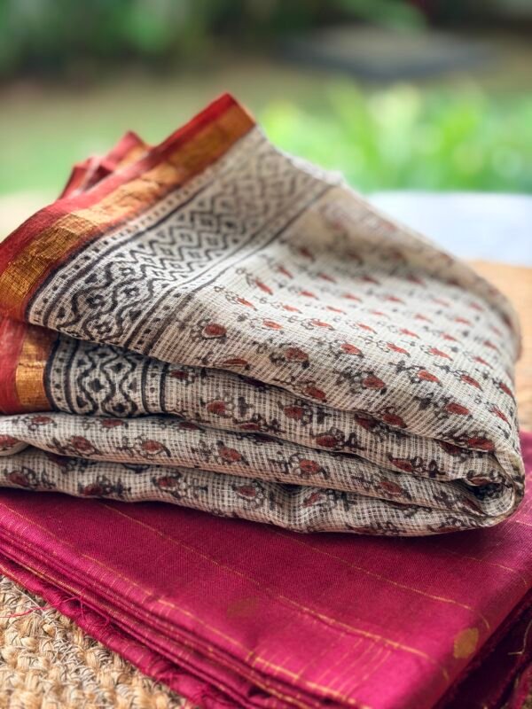 SILK COTTON TOP AND HANDBLOCK PRINTED KOTA COTTON DUPATTA - Image 2