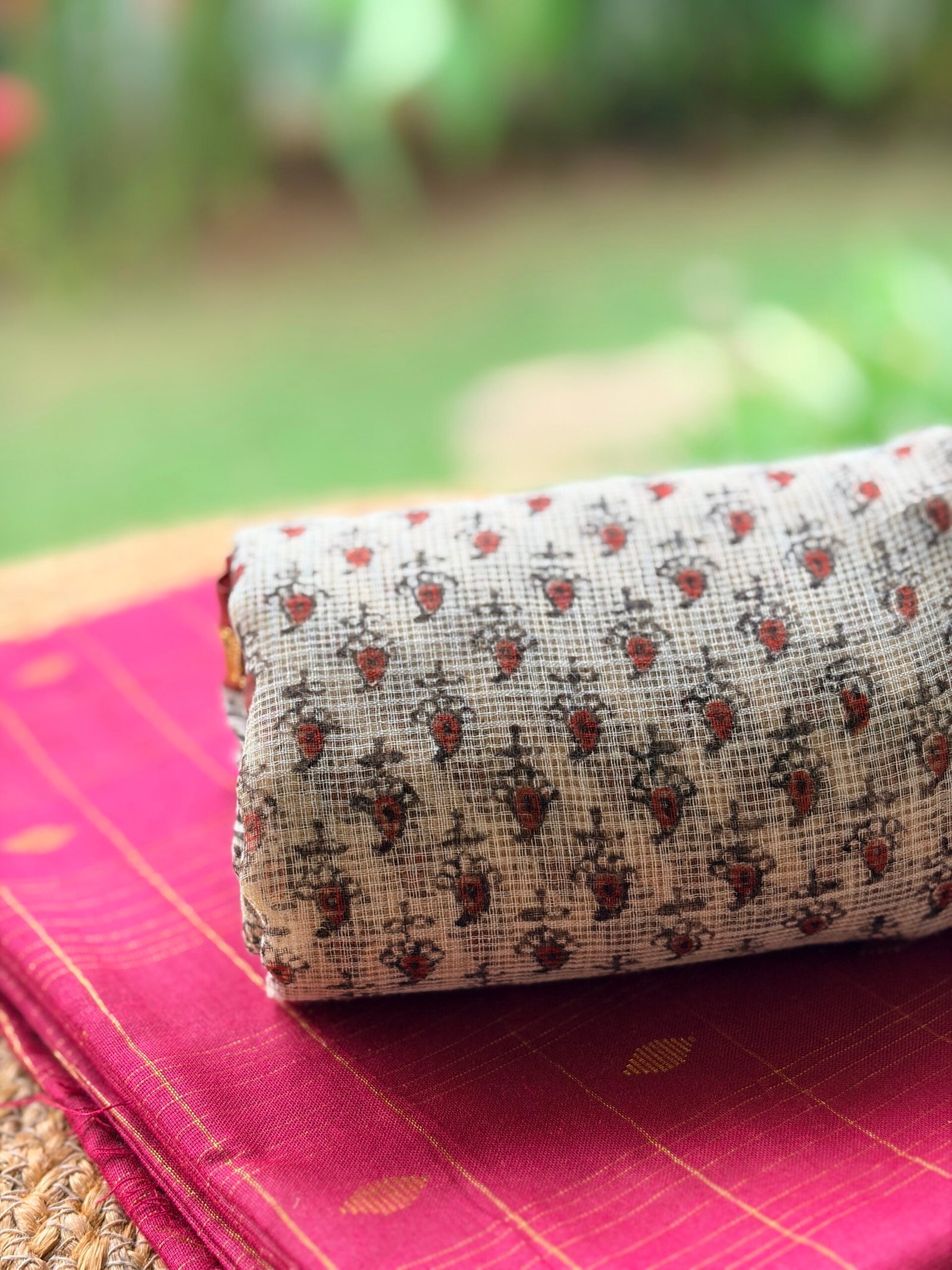IMG_3041 SILK COTTON TOP AND HANDBLOCK PRINTED KOTA COTTON DUPATTA - Image 1